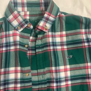 Vineyard Vines Green Plaid Button-Up Shirt christmas flannel